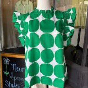 Ruffle and green dot top